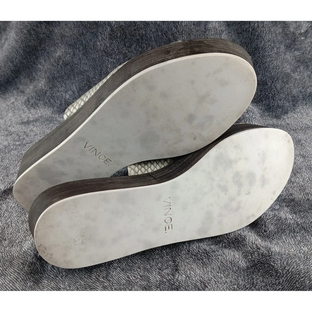Vince Platform Slide Sandals Snakeskin Embossed Leather Wedge Mules‎ Women 8.5